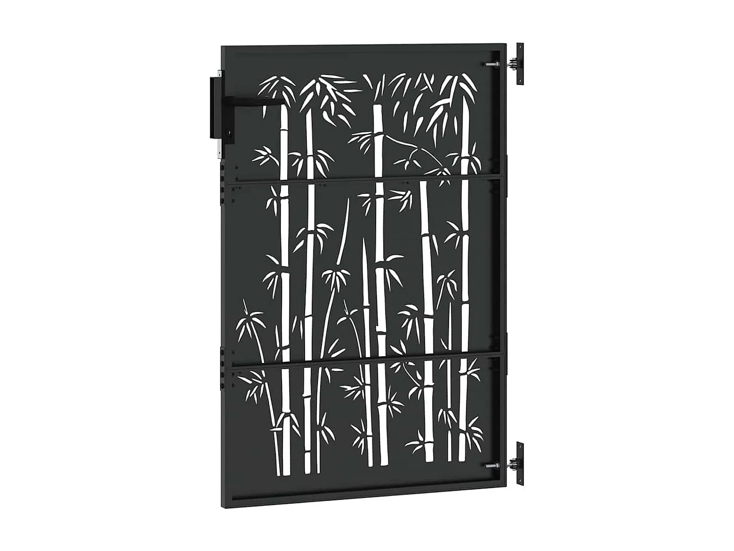 Puerta de jardín negra de 105 x 150 cm de acero con recubrimiento en polvo