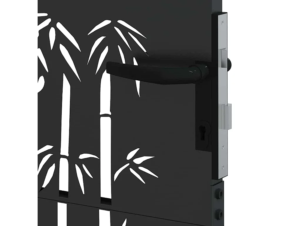 Puerta de jardín negra de 105 x 150 cm de acero con recubrimiento en polvo