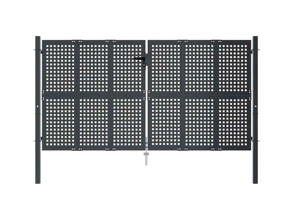 Puerta de jardín antracita de acero de 300 x 150 cm.