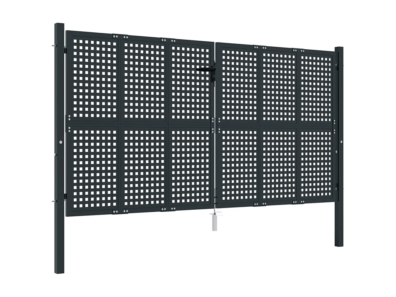 Puerta de jardín antracita de acero de 300 x 150 cm.