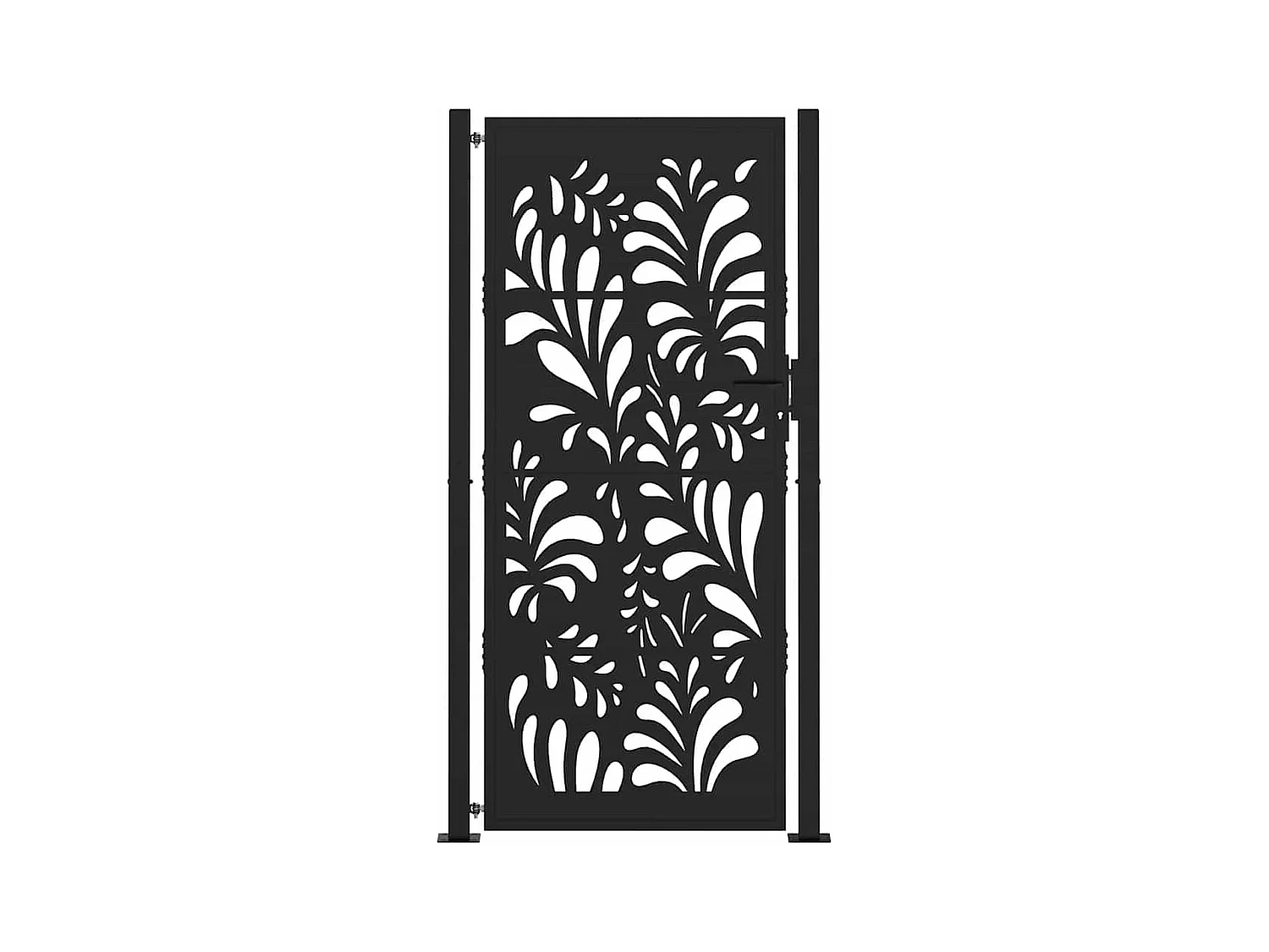 Puerta de jardín negra 105x205 cm diseño ondulado de acero