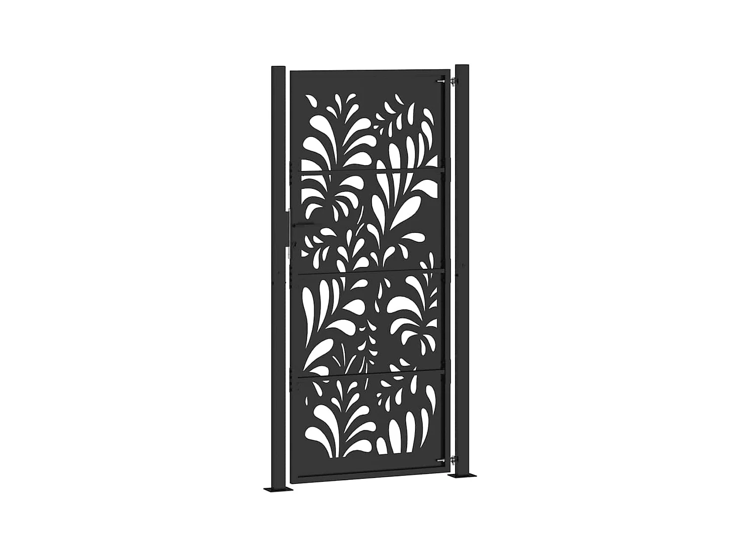 Puerta de jardín negra 105x205 cm diseño ondulado de acero