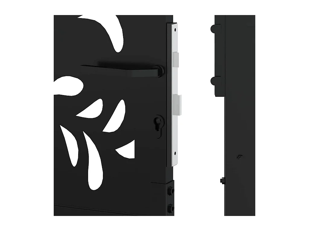 Puerta de jardín negra 105x205 cm diseño ondulado de acero