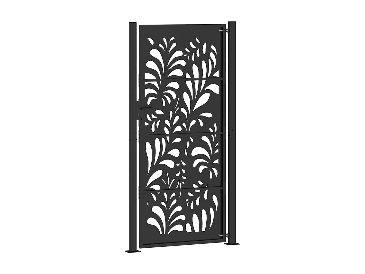 Puerta de jardín negra 105x205 cm diseño ondulado de acero