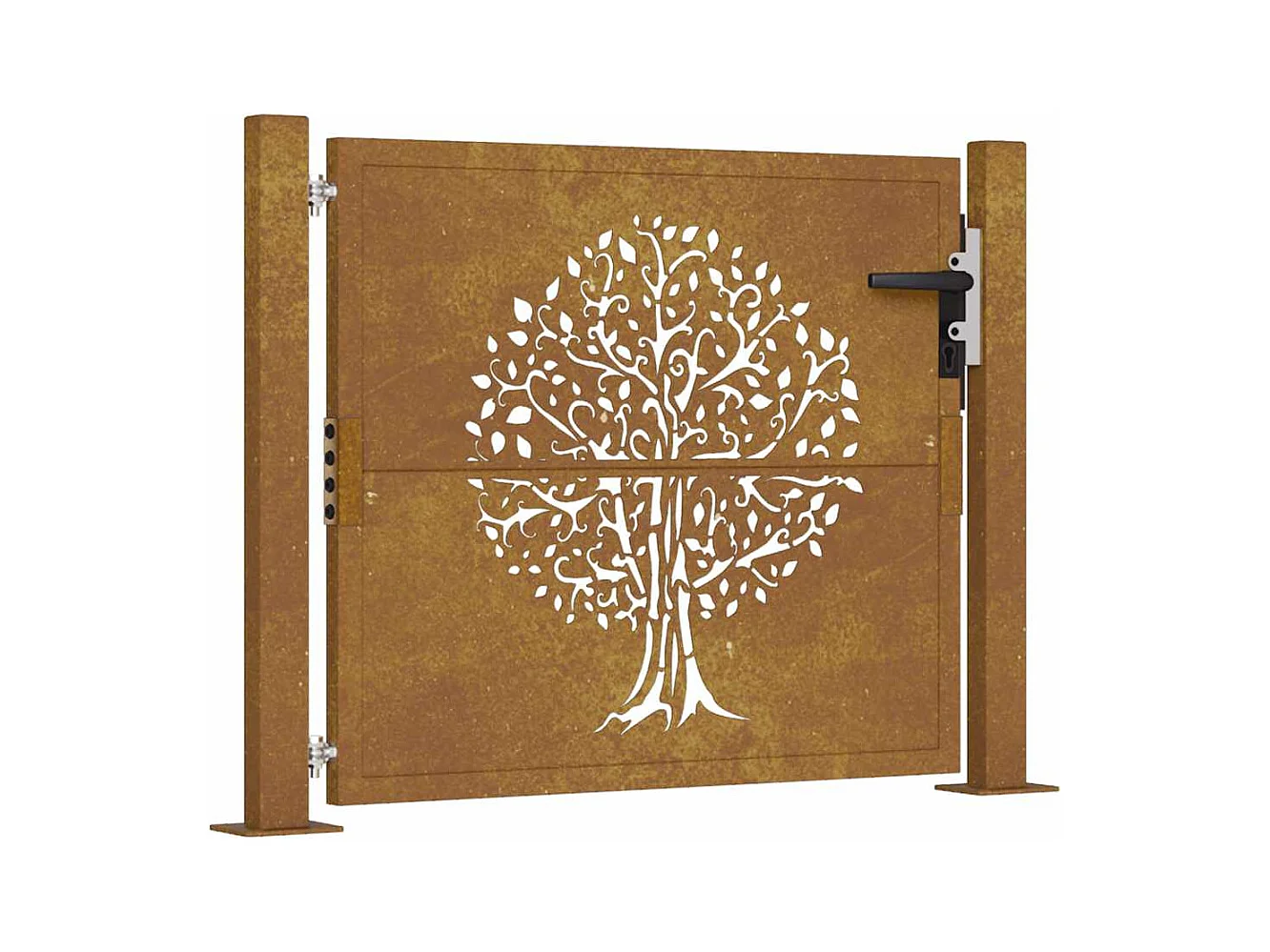 Puerta de jardín 105x130 cm acero corten diseño árbol
