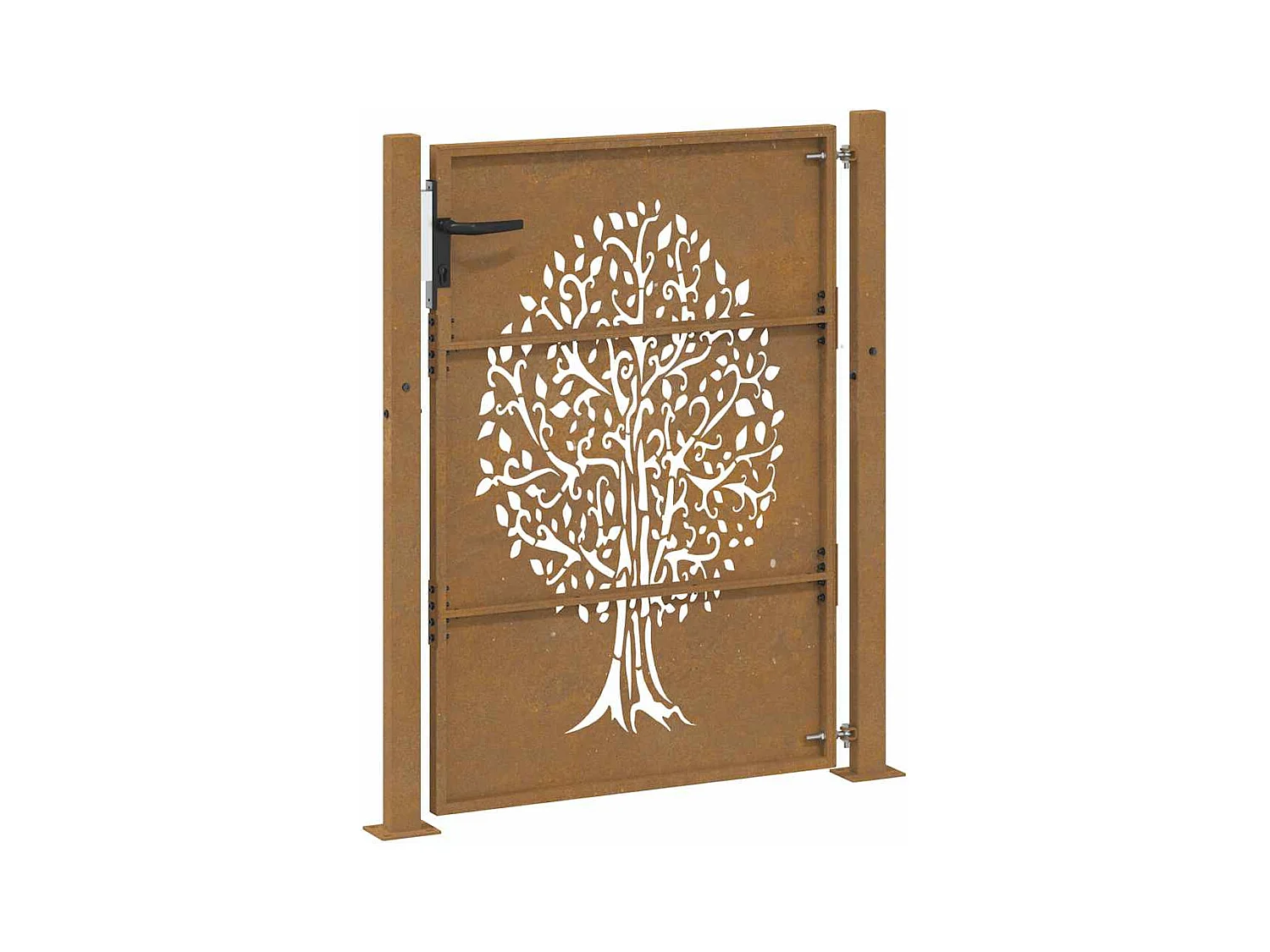 Puerta de jardín 105x130 cm acero corten diseño árbol