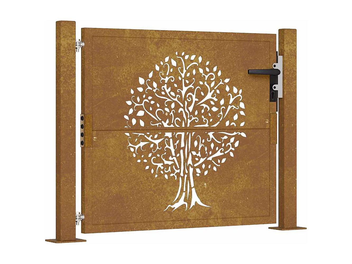 Puerta de jardín 105x130 cm acero corten diseño árbol