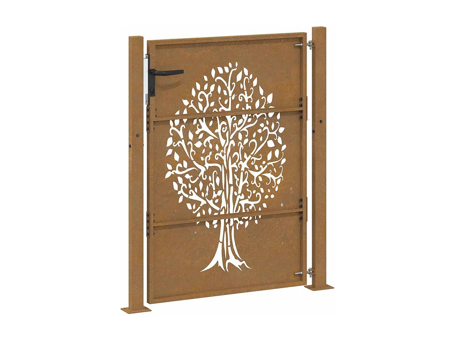 Puerta de jardín 105x130 cm acero corten diseño árbol