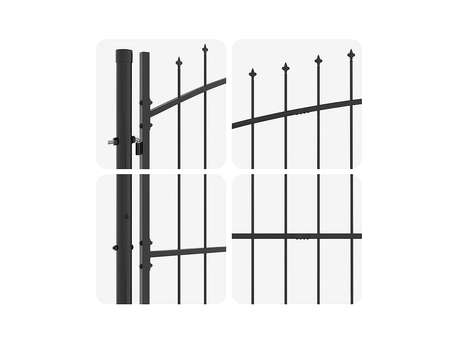 Puerta de jardín con cerradura gris 125 x 300 cm acero