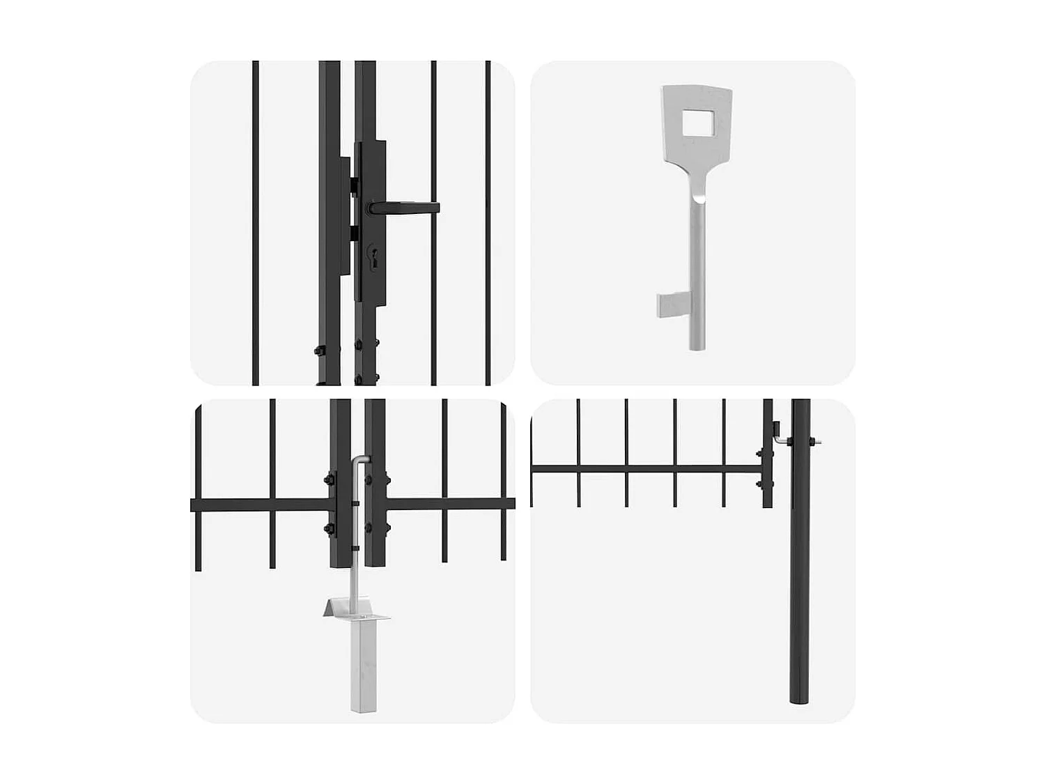 Porte de Jardin avec verrouillage Gris 125 x 300 cm Acier