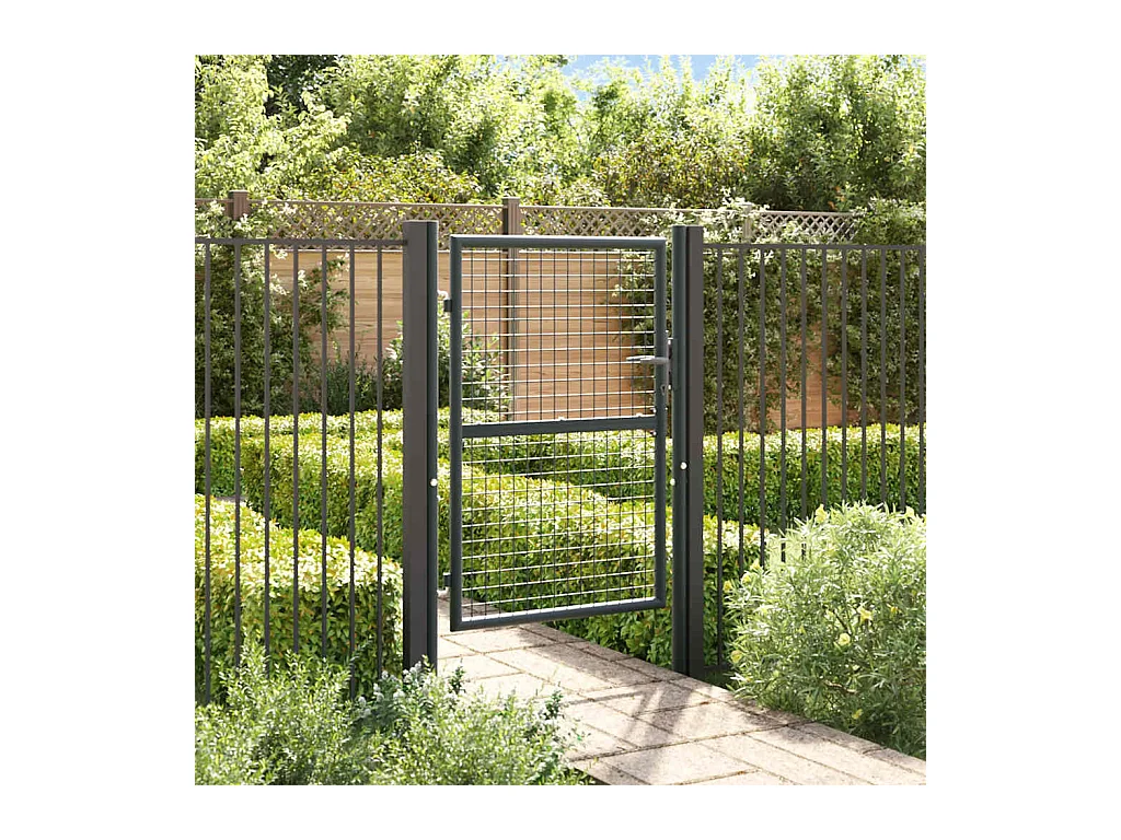 Puerta de jardín de malla de acero galvanizado 100 x 125 cm Gris
