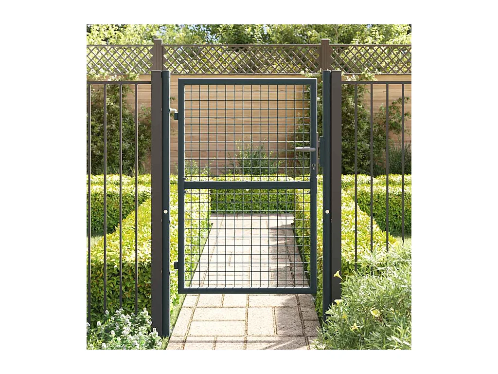Puerta de jardín de malla de acero galvanizado 100 x 125 cm Gris