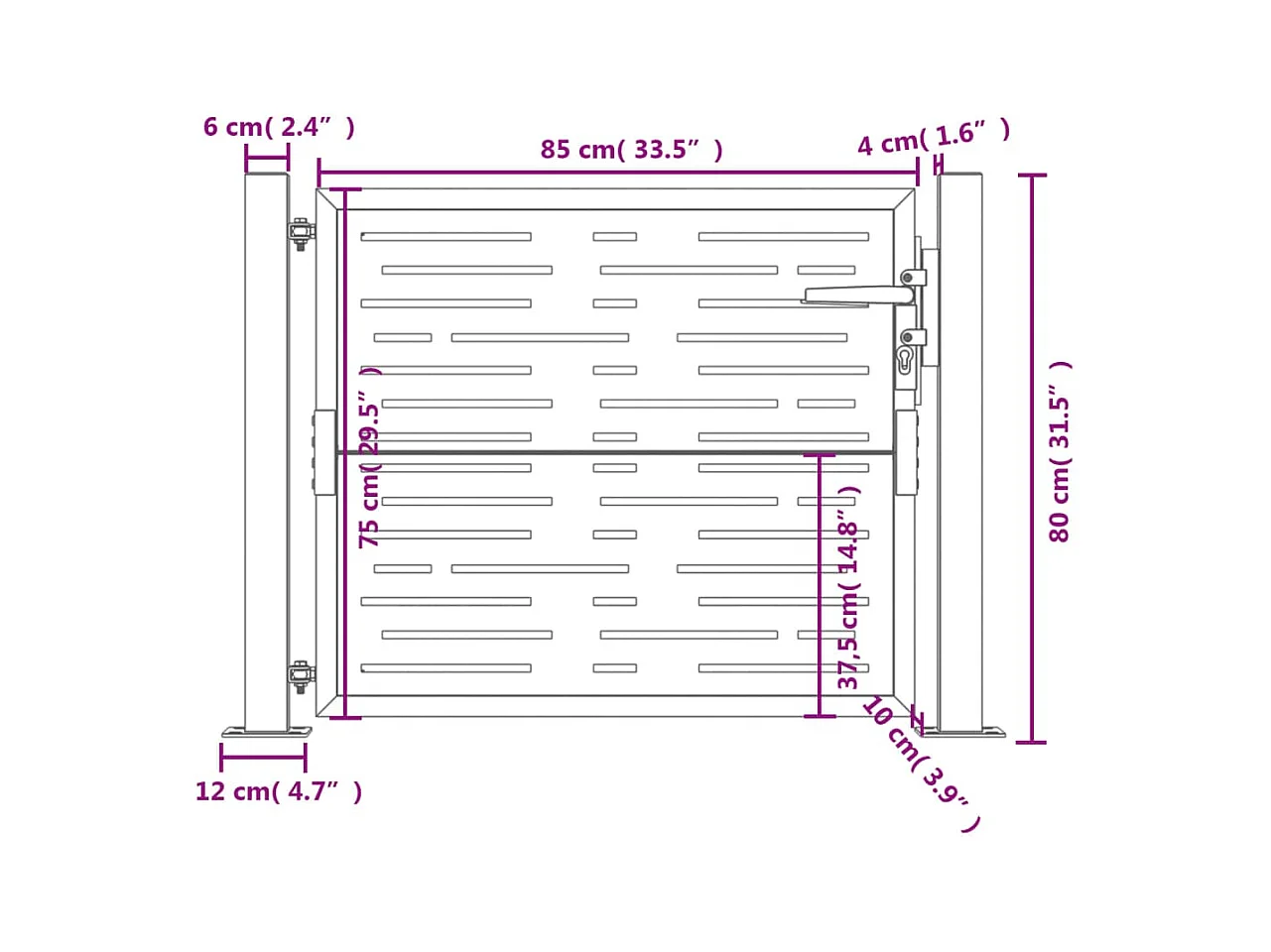Portail de jardin anthracite 105x80cm acier conception de carré