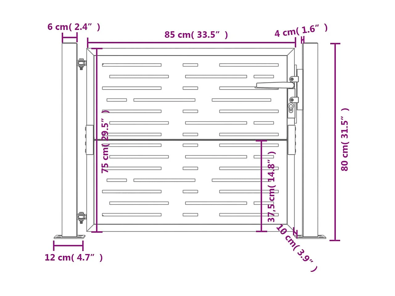 Portail de jardin anthracite 105x80cm acier conception de carré