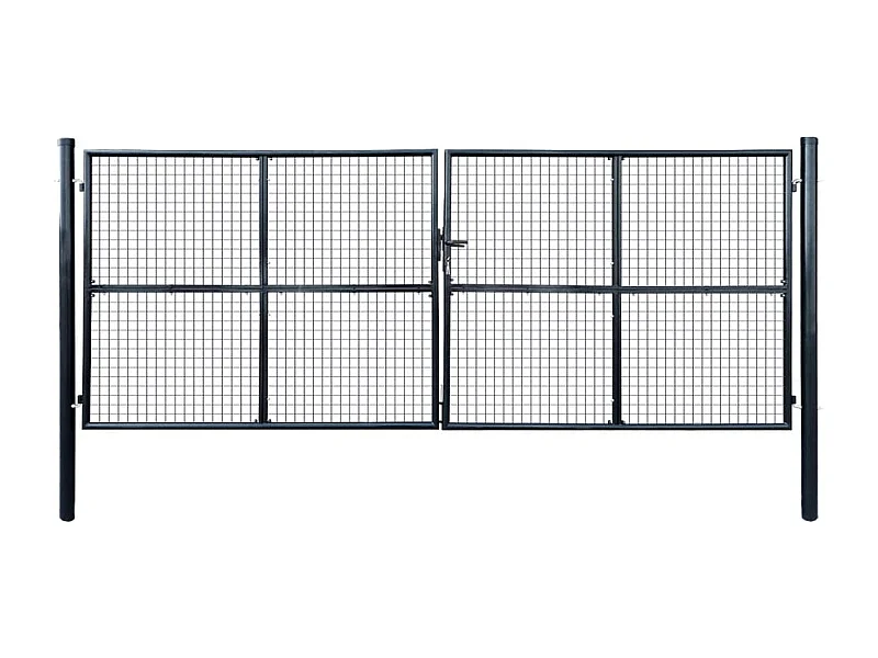 Cancello da giardino in rete di acciaio zincato 415 x 150 cm Grigio