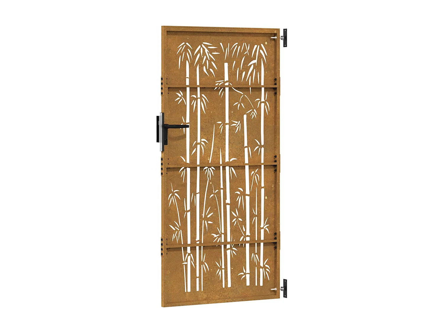 Puerta de jardín 85x200 cm acero corten diseño bambú