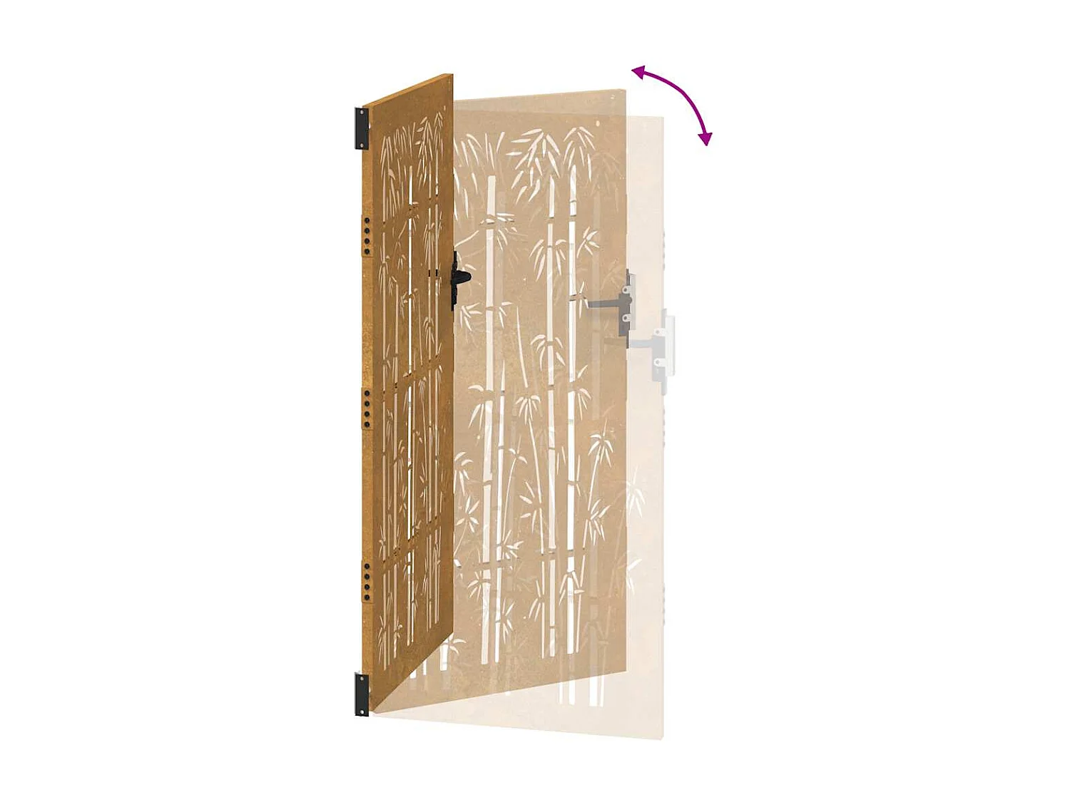 Puerta de jardín 85x200 cm acero corten diseño bambú