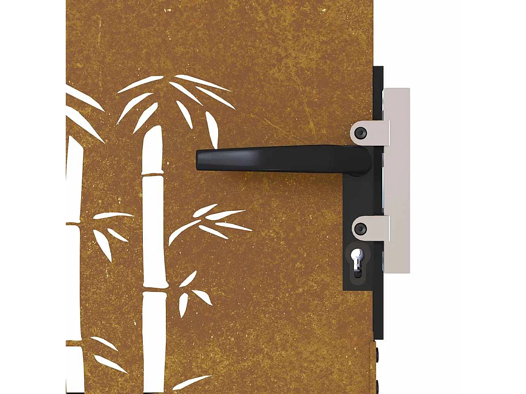 Puerta de jardín 85x200 cm acero corten diseño bambú