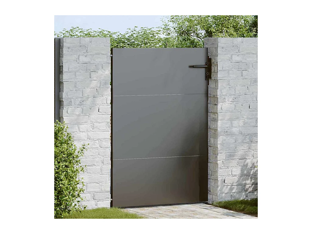 Porte de Jardin Noir 105 x 150 cm Acier peint par poudre