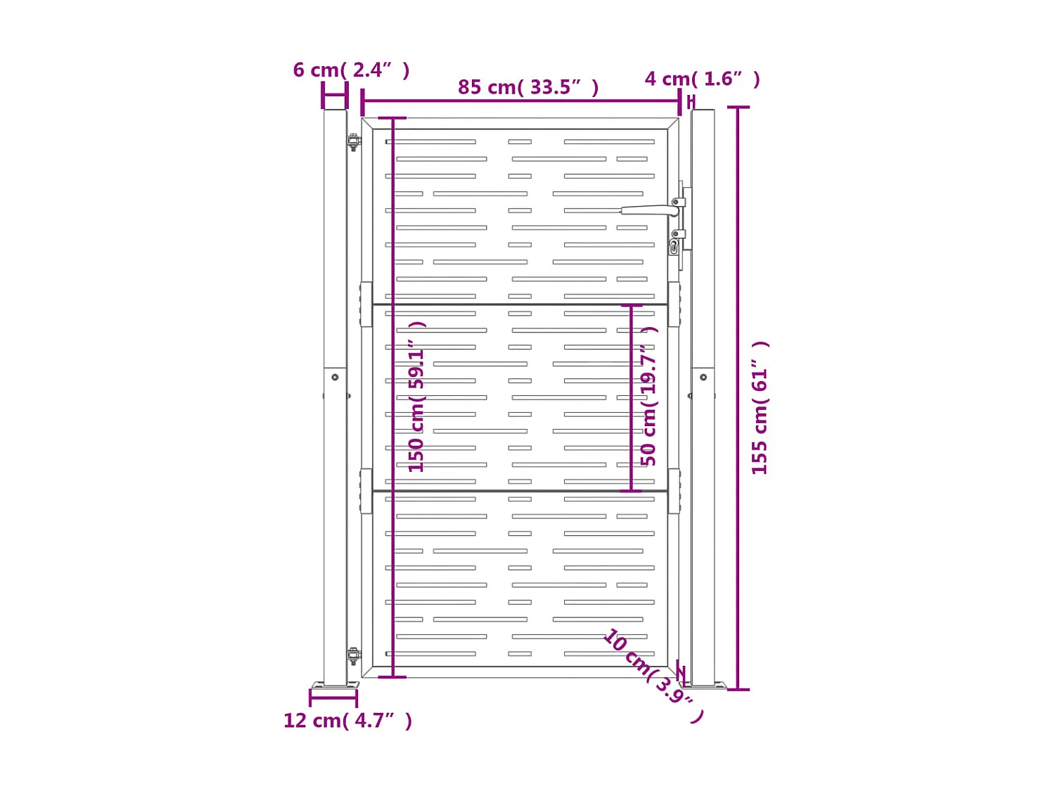 Portail de jardin anthracite 105x155 cm conception de carré