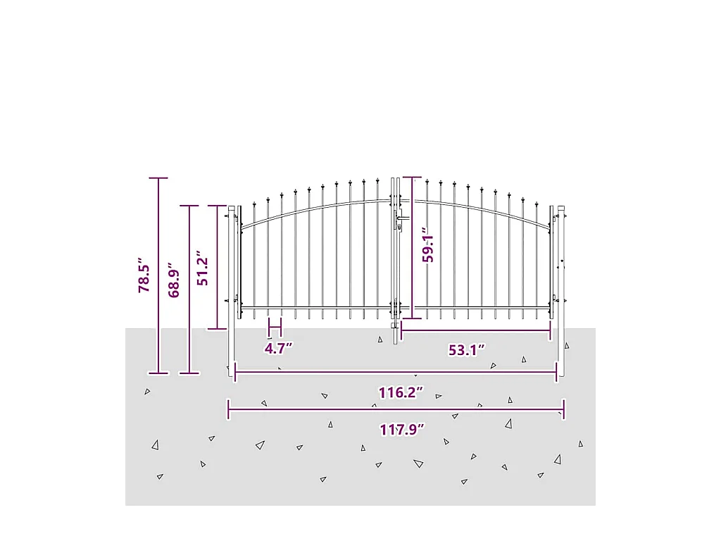 Puerta de jardín con cerradura gris 150 x 300 cm acero