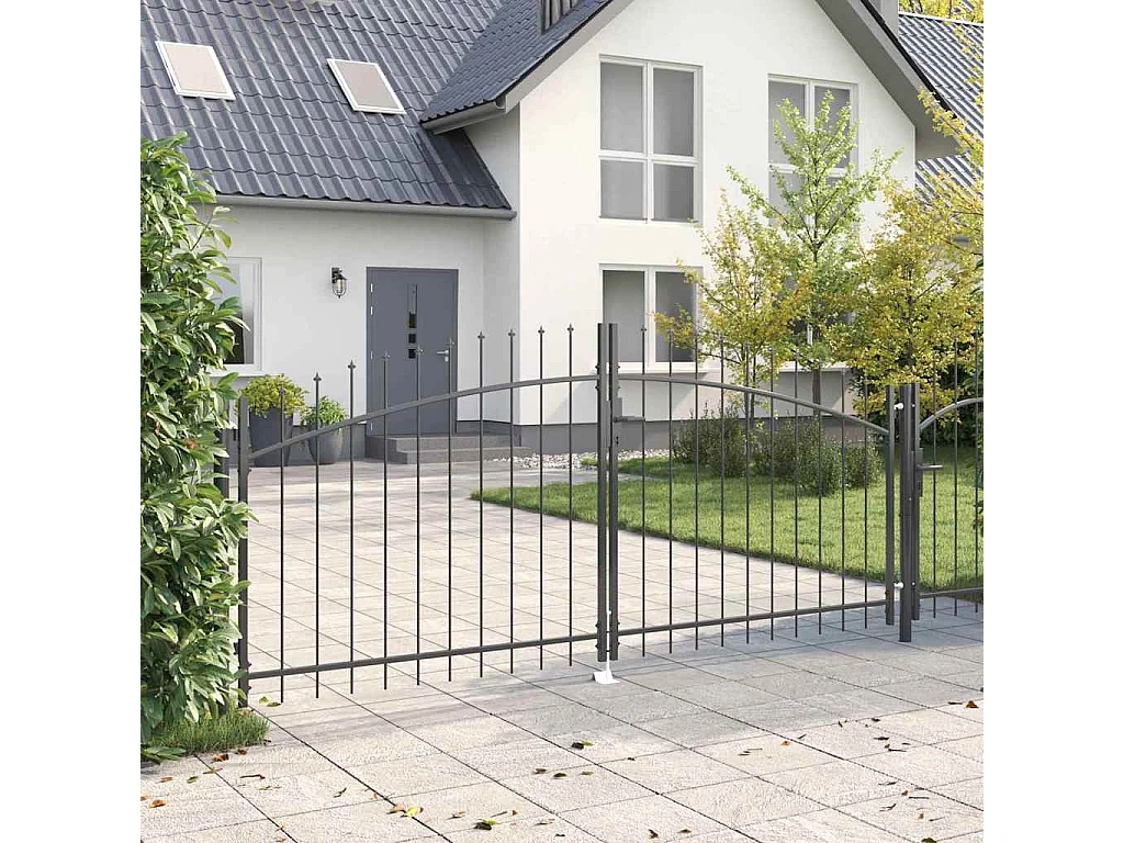 Porte de Jardin avec verrouillage Gris 150 x 300 cm Acier