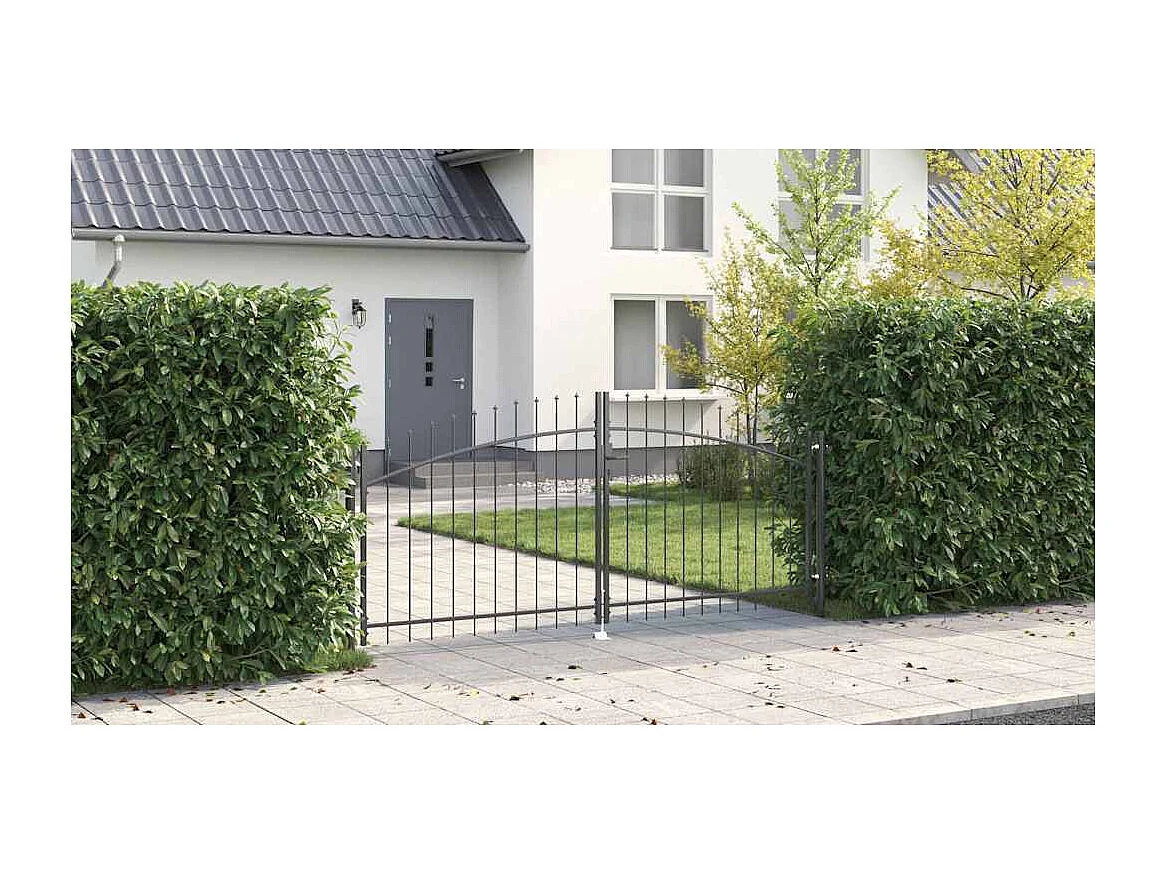 Porte de Jardin avec verrouillage Gris 150 x 300 cm Acier