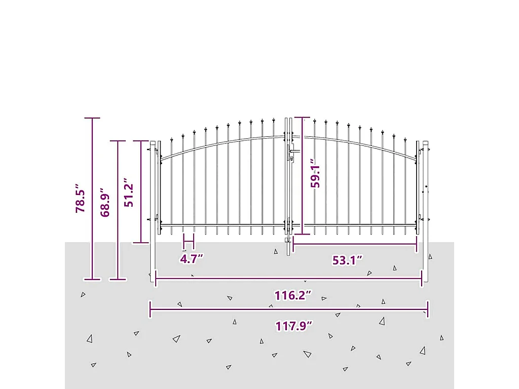 Porte de Jardin avec verrouillage Gris 150 x 300 cm Acier