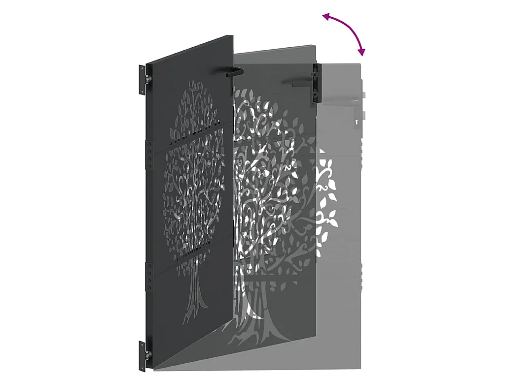 Porte de Jardin, Portail de Jardin 85x75 cm Design Arbre en Acier Corten