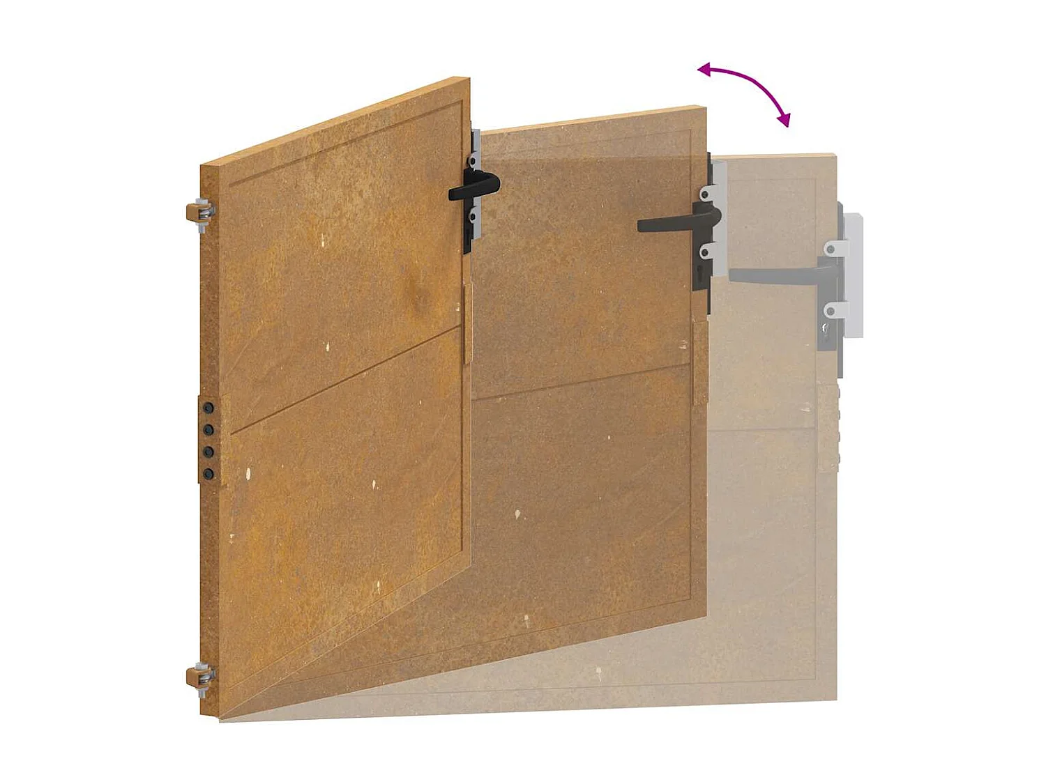 Puerta de jardín de acero corten de 105 x 105 cm.