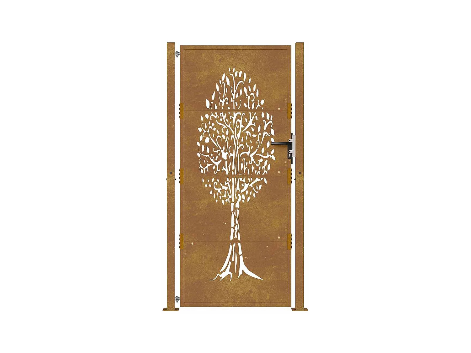 Puerta de jardín 105x205 cm acero corten diseño árbol