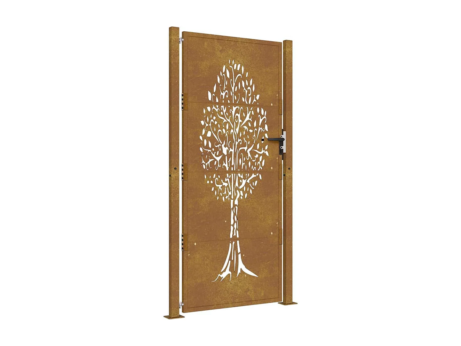 Cancello da giardino 105x205 cm in acciaio corten con disegno ad albero