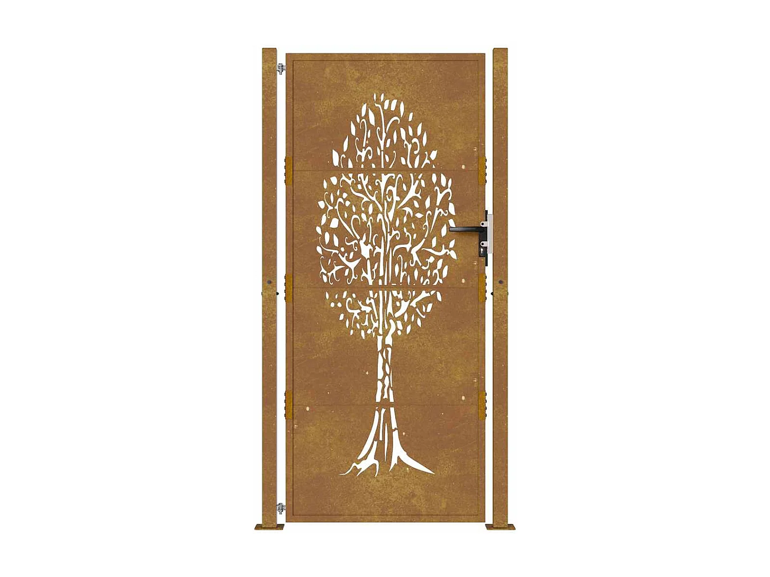 Cancello da giardino 105x205 cm in acciaio corten con disegno ad albero
