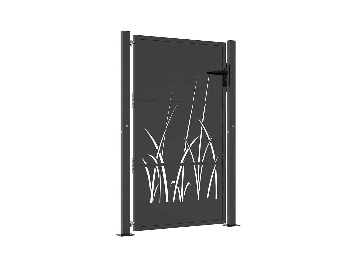 Puerta de jardín antracita de 105 x 130 cm, de acero, con diseño de césped.
