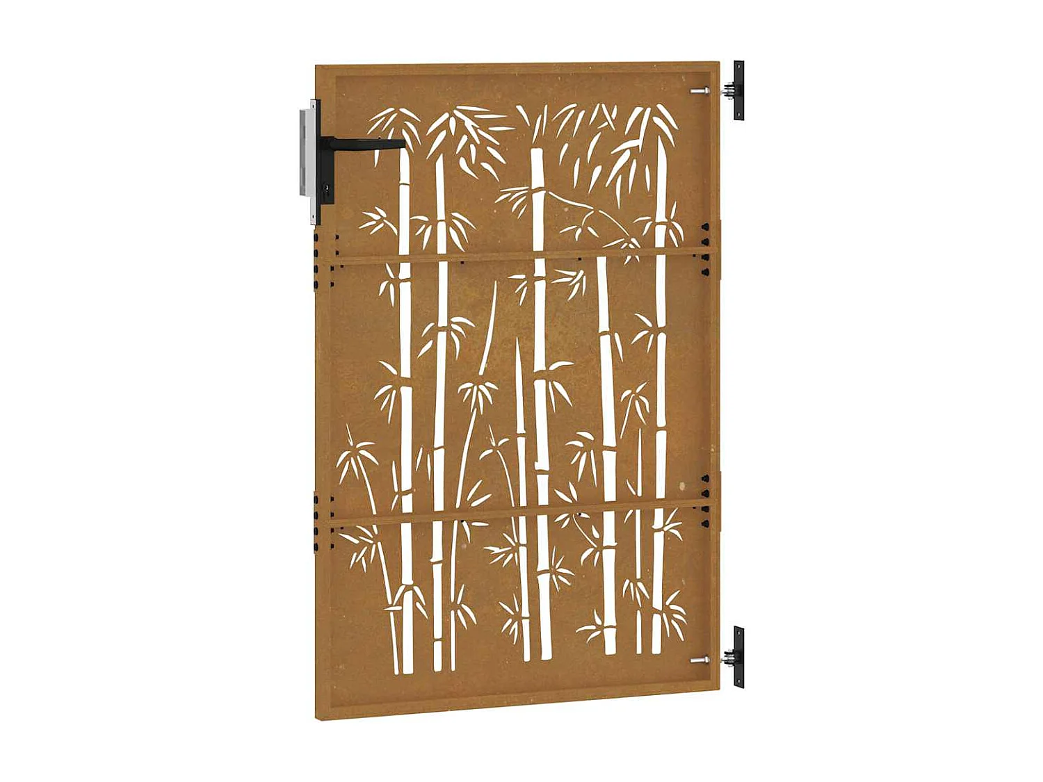 Puerta de jardín 85x125 cm acero corten diseño bambú