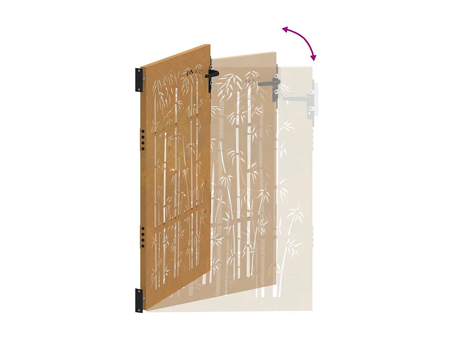 Puerta de jardín 85x125 cm acero corten diseño bambú