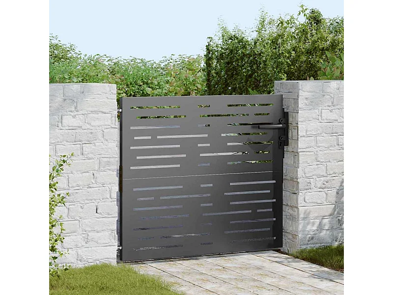 Porte de Jardin Noir 105 x 100 cm Acier peint par poudre