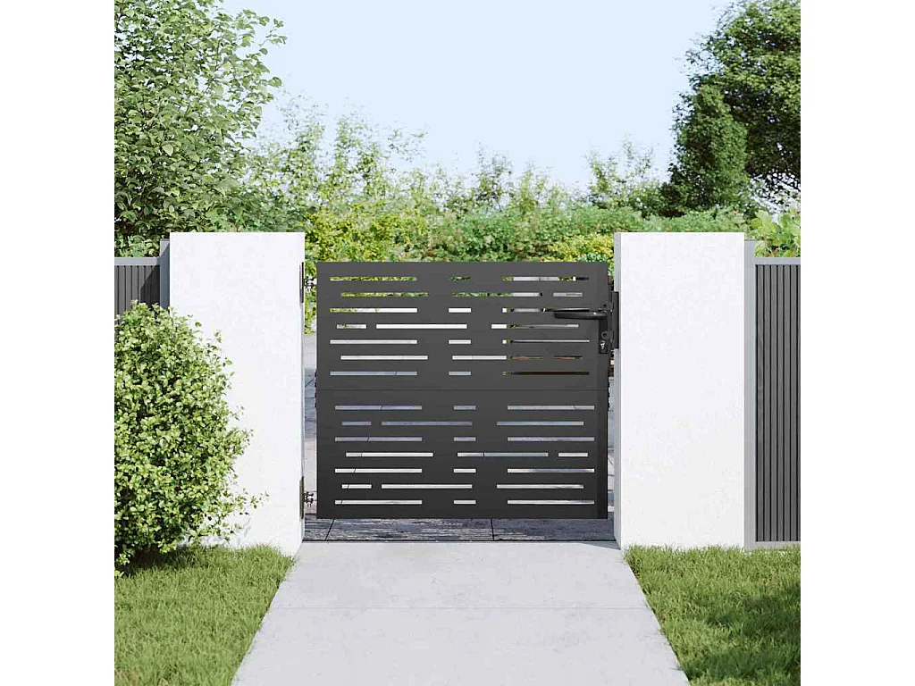 Porte de Jardin Noir 105 x 100 cm Acier peint par poudre