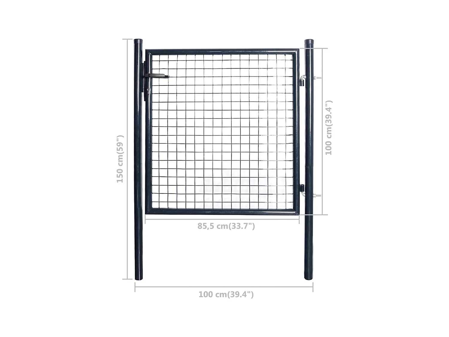 Puerta de jardín de malla de acero galvanizado 100 x 100 cm gris