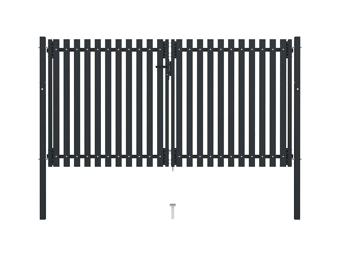 Portail de clôture à double porte Acier 306x200 cm Anthracite