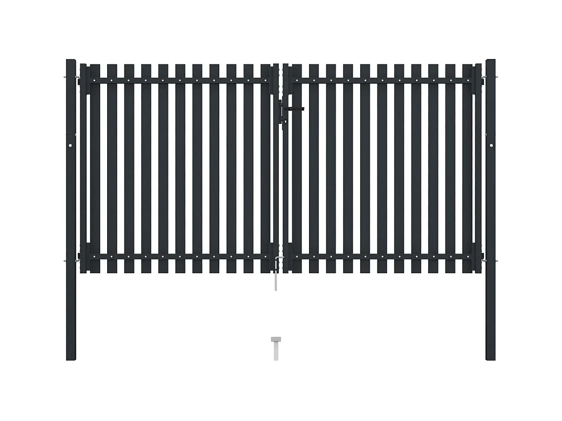 Portail de clôture à double porte Acier 306x200 cm Anthracite