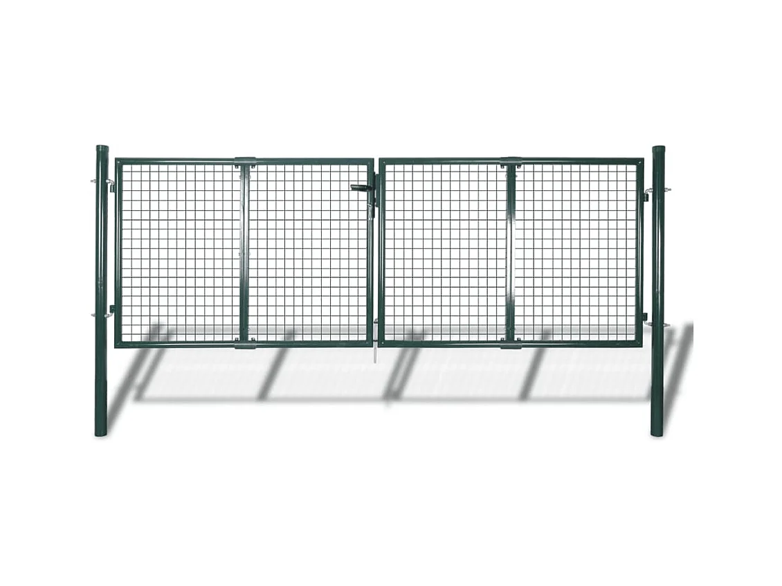 Stalen hekwerkpoort 306 x 125 cm Groen