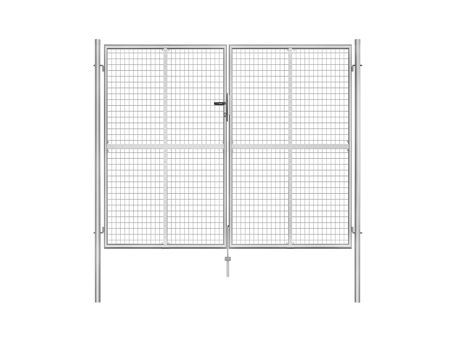 Gartentor aus verzinktem Stahl 306 x 200 cm Silber