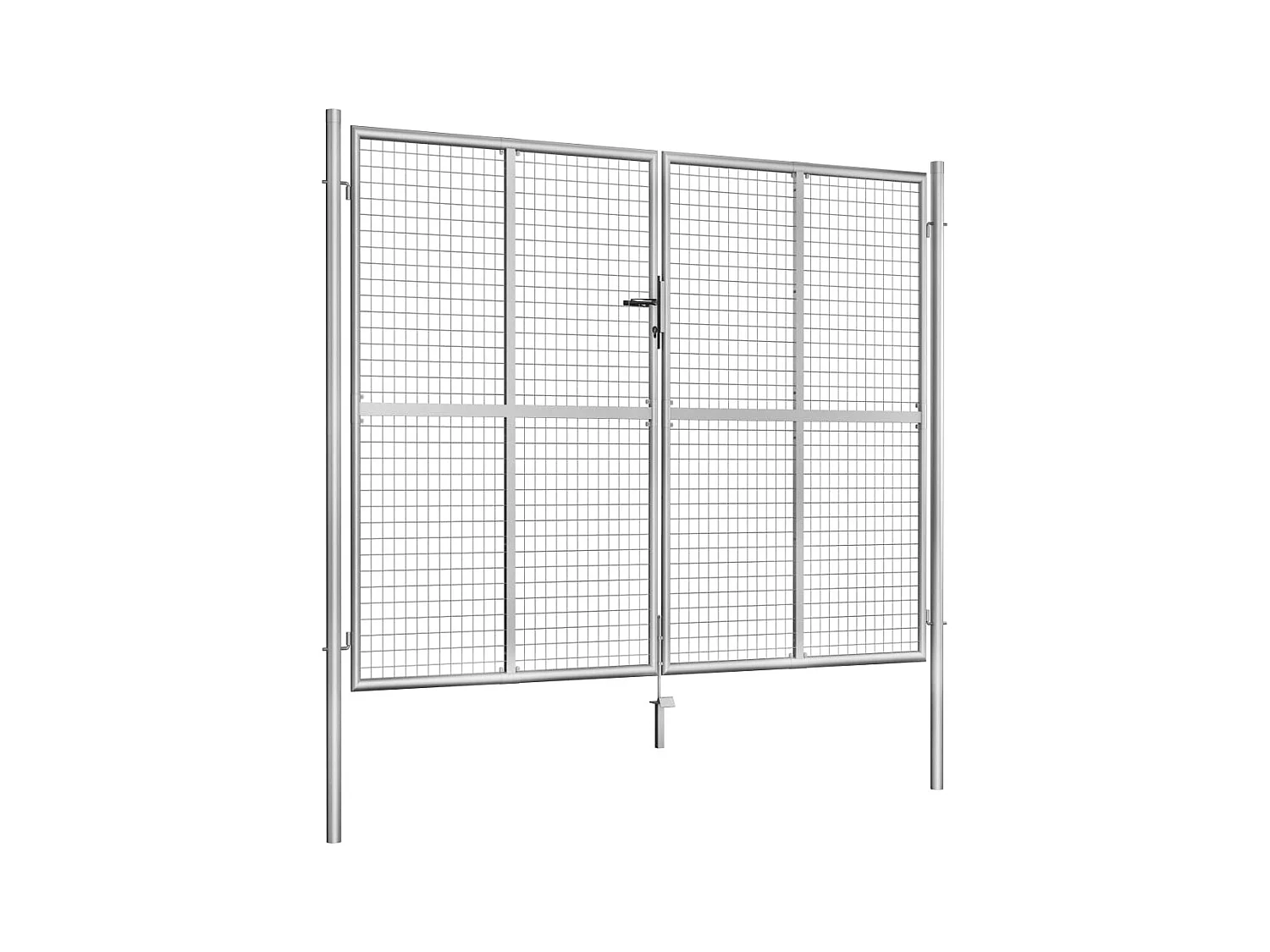 Portail de jardin en acier galvanisé 306 x 200 cm Argent