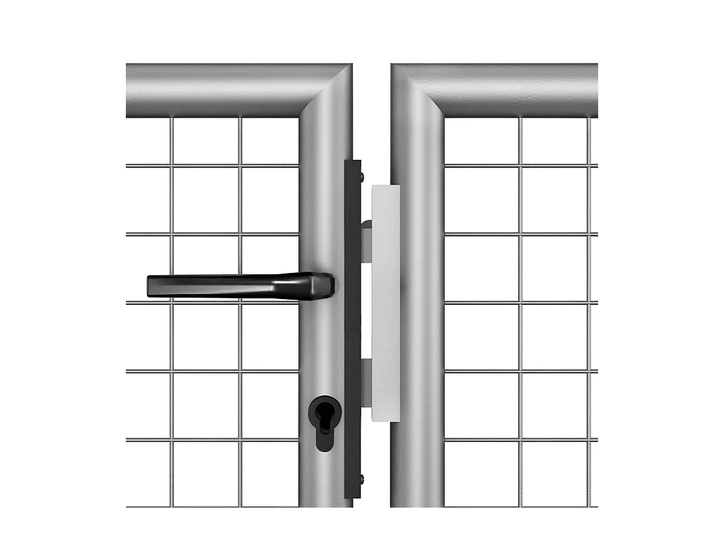 Portail de jardin en acier galvanisé 306 x 200 cm Argent