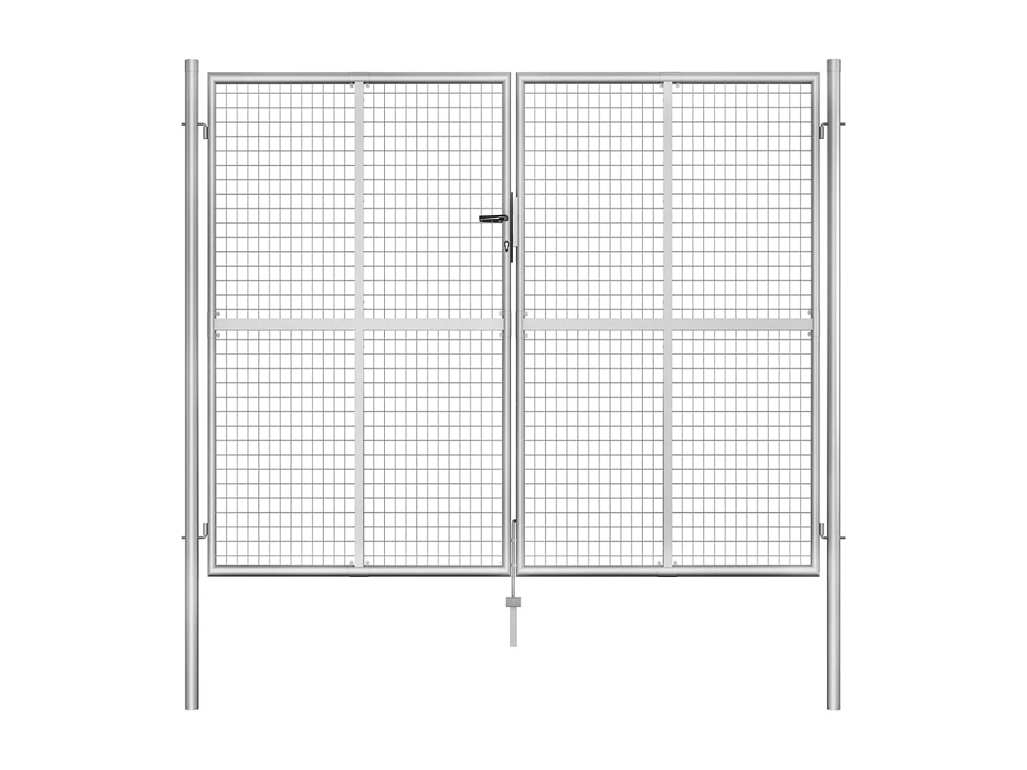 Puerta de jardín de acero galvanizado 306 x 200 cm color plata