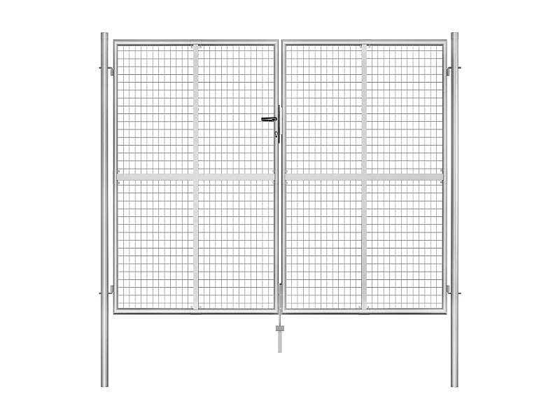 Portail de jardin en acier galvanisé 306 x 200 cm Argent