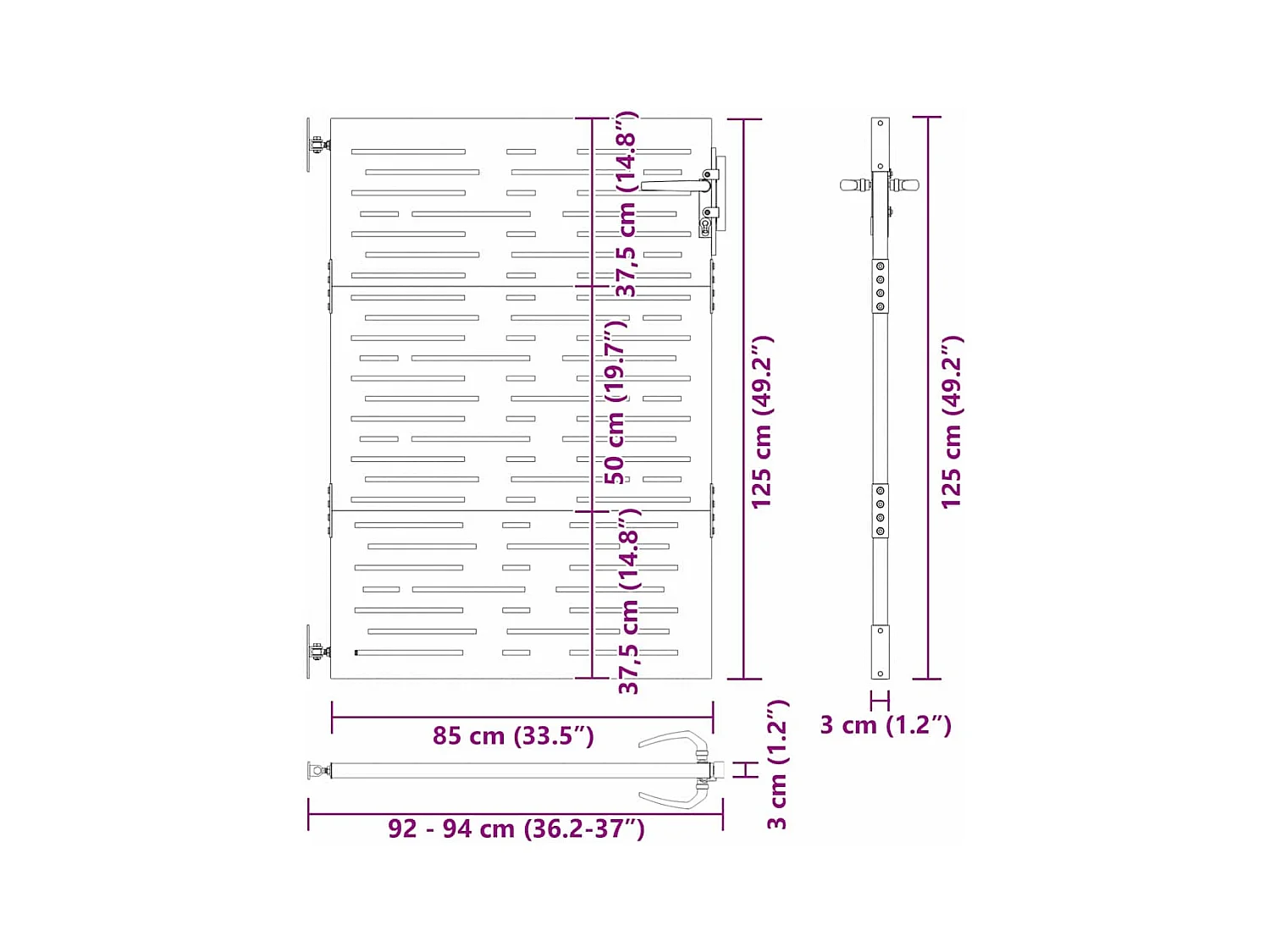Gartentor, Gartentor 85x100 cm quadratische Ausführung in Cortenstahl