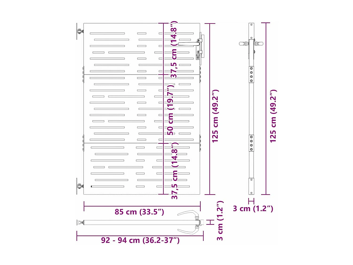 Porte de Jardin, Portail de jardin 85x100 cm design carré en acier corten
