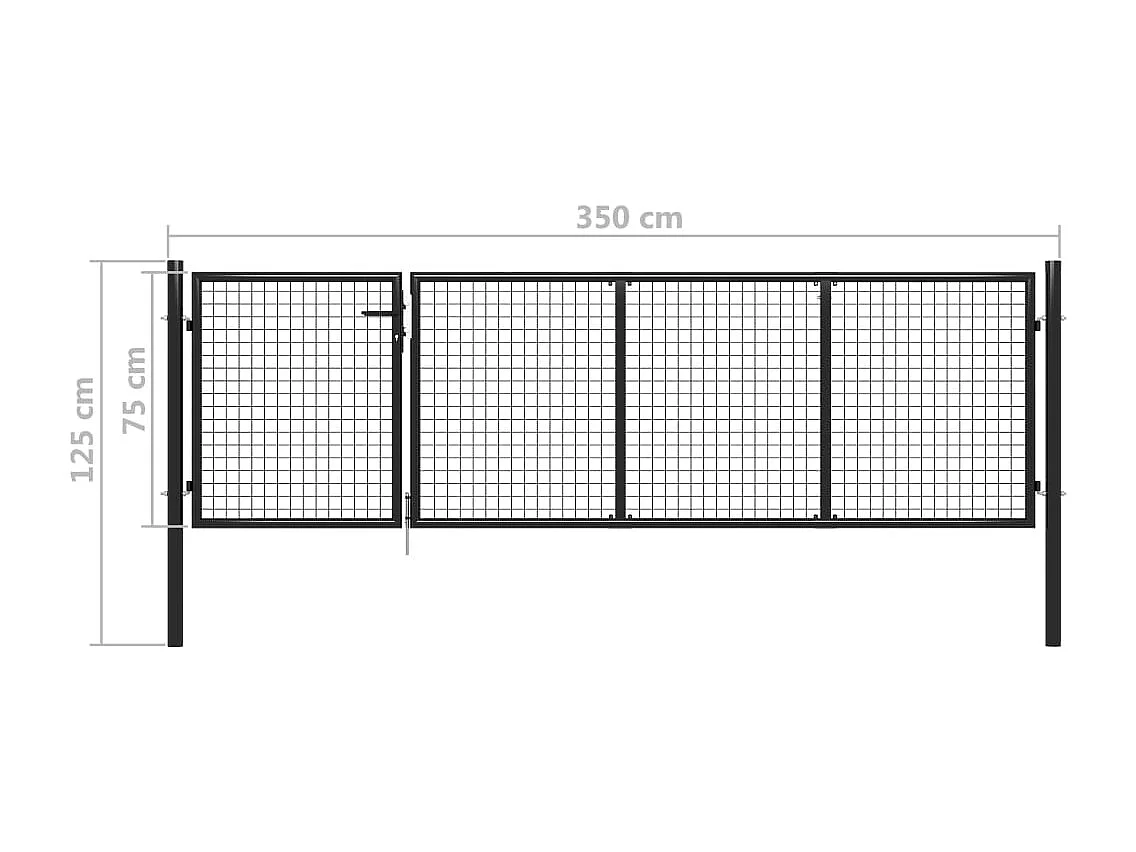 Portillon Acier 350x75 cm Anthracite